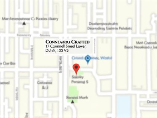 A map showing the location of Connemara Crafted at 17 O'Connell Street Lower, Dublin.